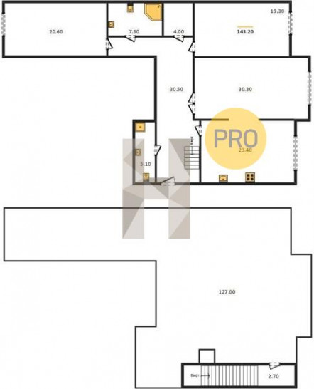 Трёхкомнатная квартира 181.3 м²