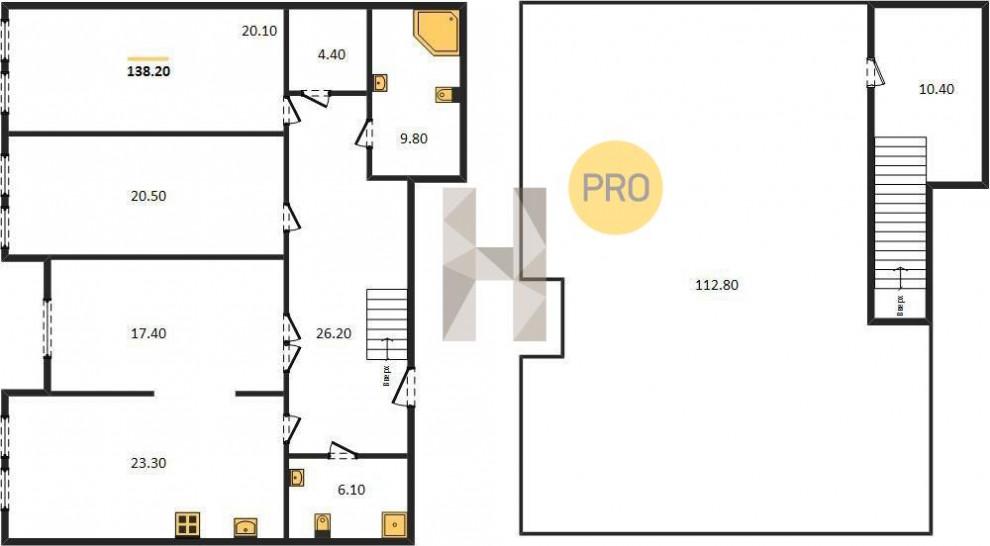 Трёхкомнатная квартира 172 м²