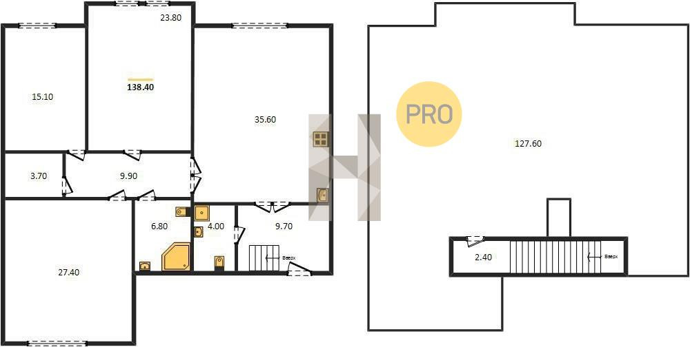 Трёхкомнатная квартира 176.7 м²