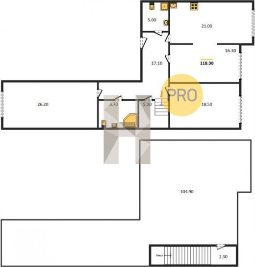 Трёхкомнатная квартира 149.8 м²