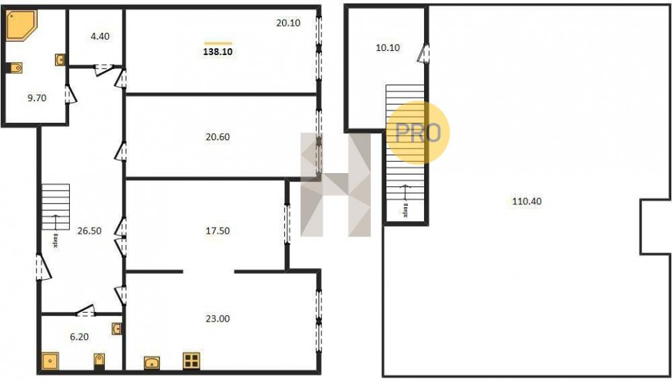 Трёхкомнатная квартира 171.2 м²