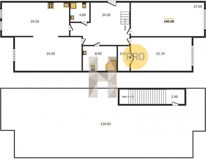 Трёхкомнатная квартира 178.6 м²